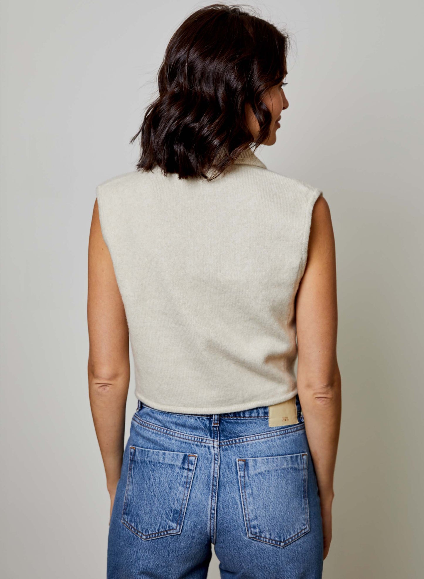Sleeveless Sweater Vest with Gold Buttons
