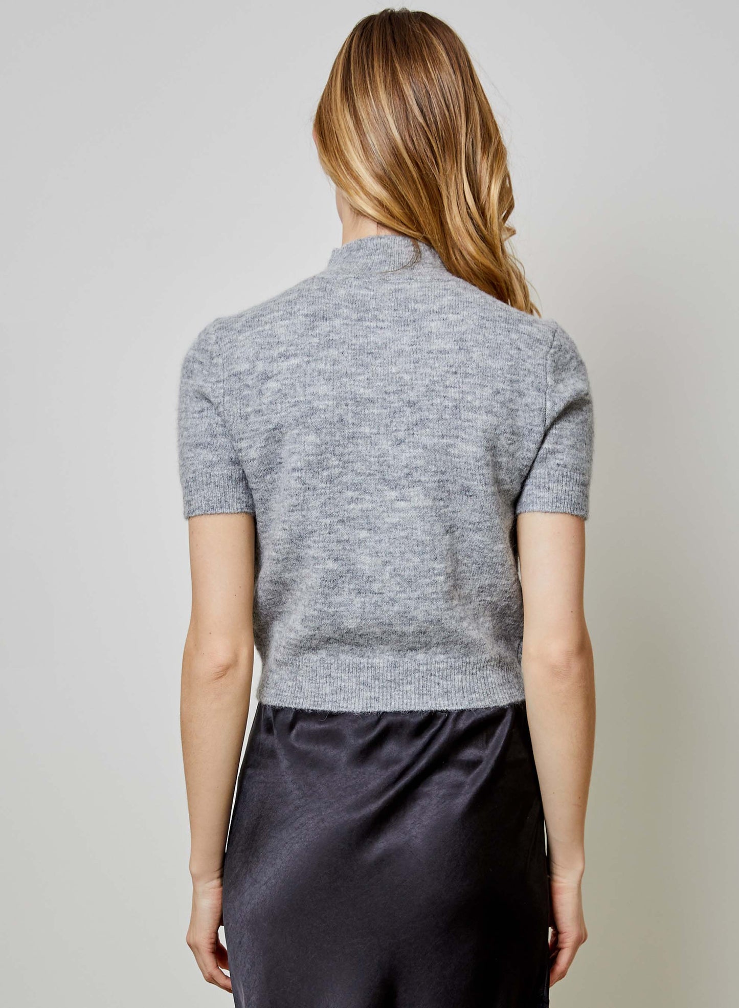 Heather Grey Shortsleeve Mock Turtleneck