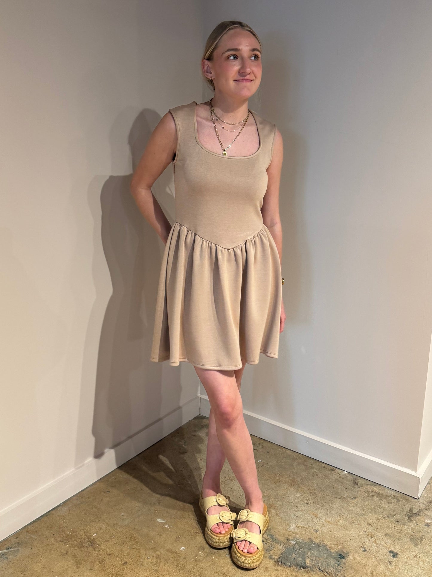 Tan Scuba Dress