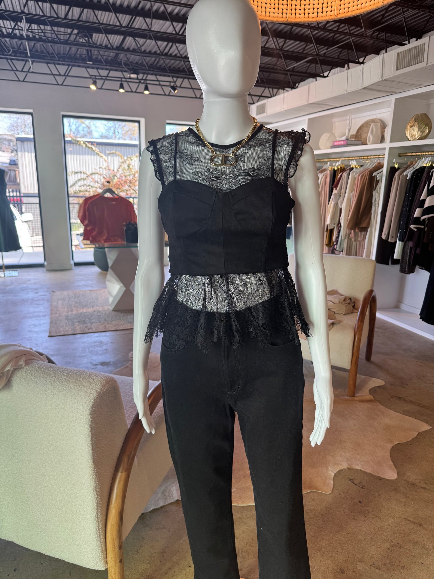 Lace with Corset Sleeveless Top