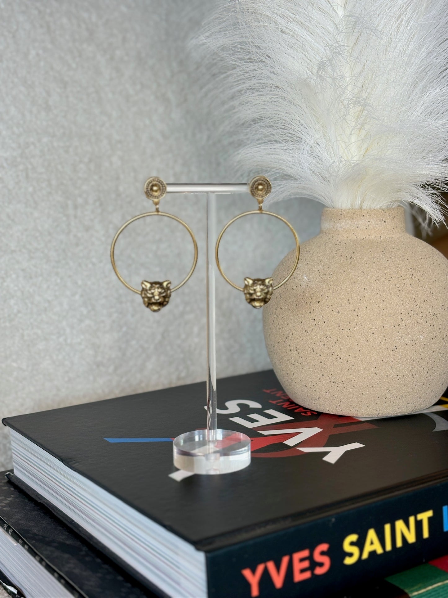 Gold Hoops with Tigers