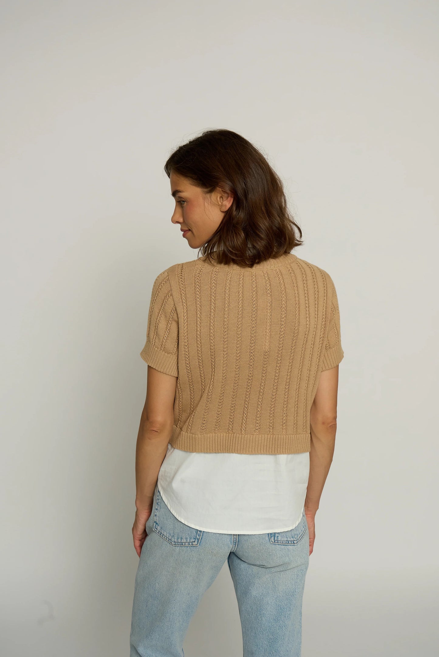 Short Sleeve Twofer Sweater