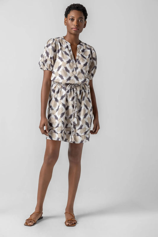 Shirred Elbow Sleeve Dress