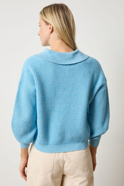 Keyhole Ribbed Sweater Mystic Blue