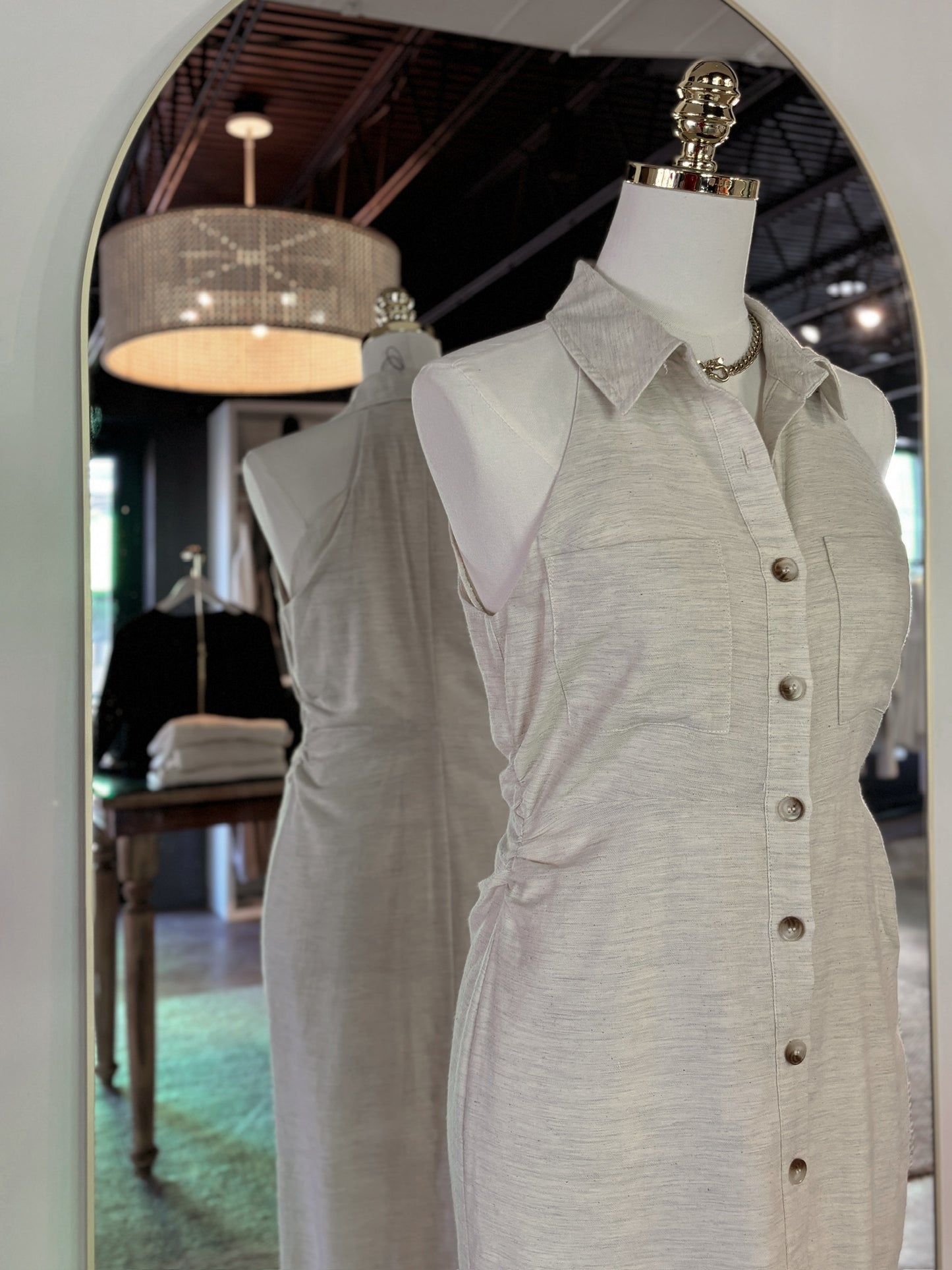 Side Ruched Halter Neck Shirt Dress