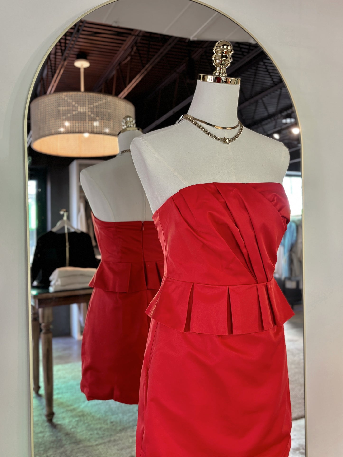 Red Drape Peplum Dress
