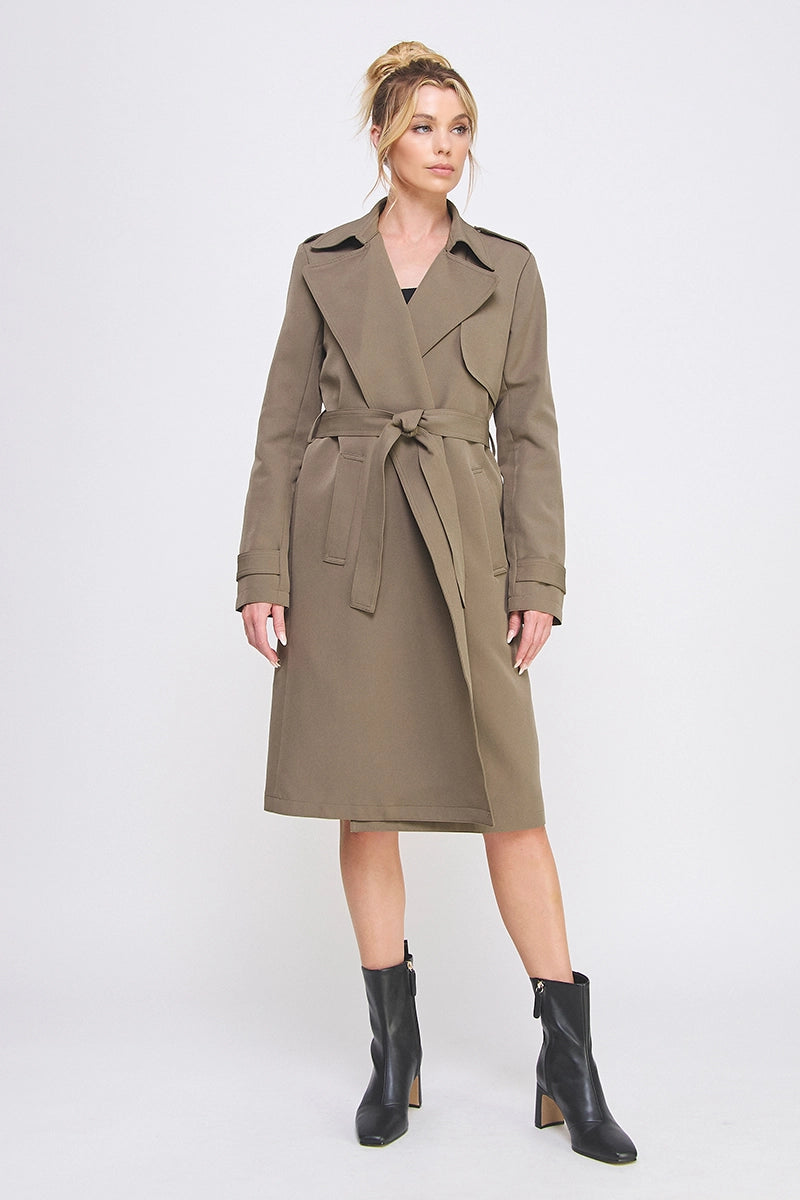 Long Open Front Trench Coat