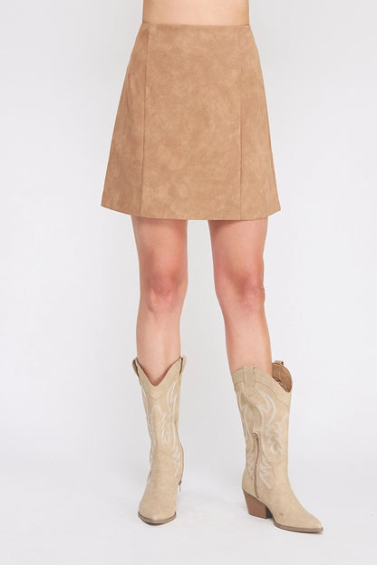 Camel Vegan Leather Skirt