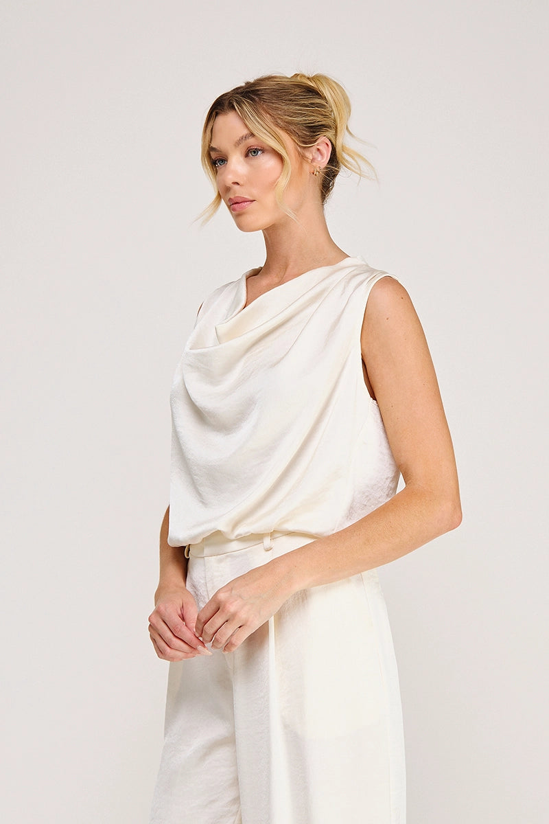Satin Drape Neck Top