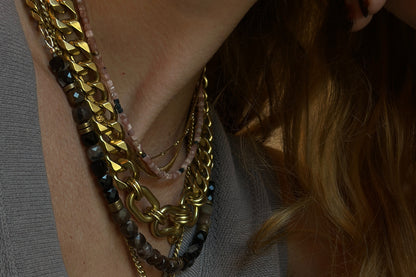 RN Petrified Wood & Black Tourmaline Necklace