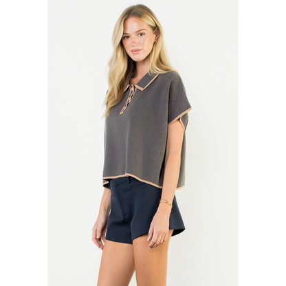 Cap Sleeve Collared Sweater