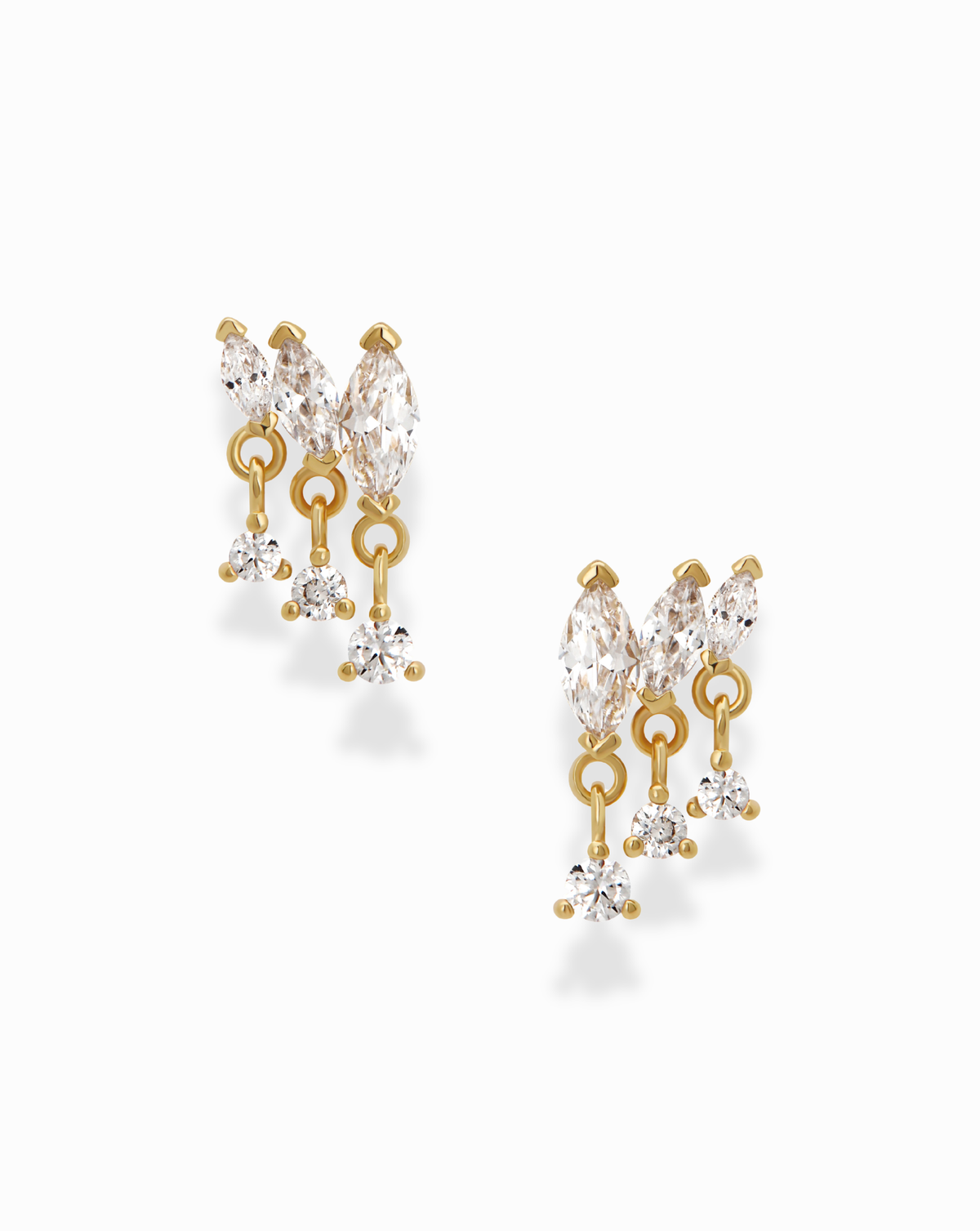 Gabby Marquise Dangle Studs: Gold plate