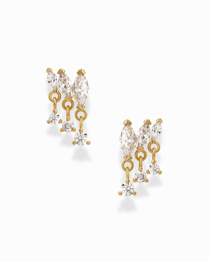 Gabby Marquise Dangle Studs: Gold plate
