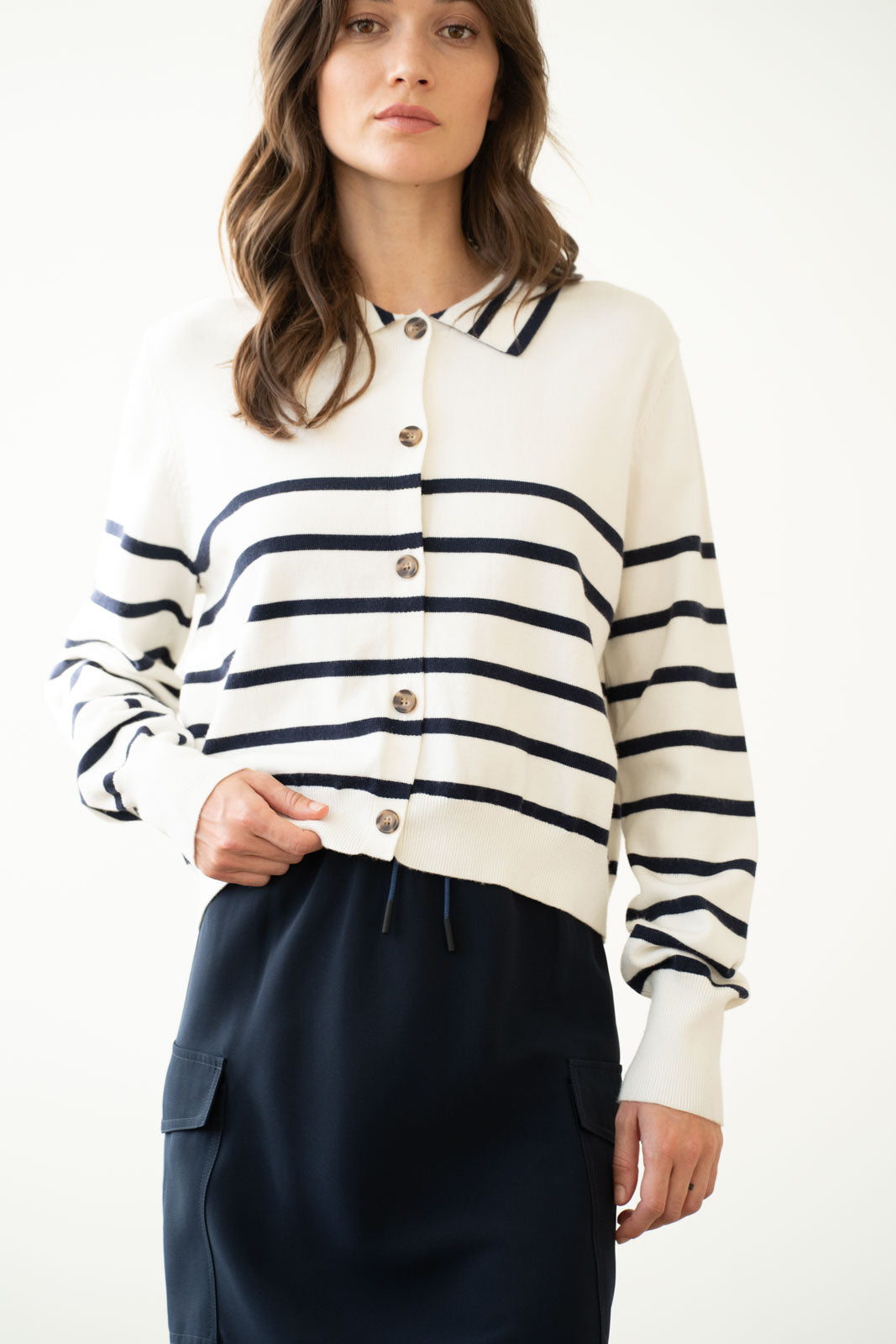 Elastic Waist Cargo Midi Skirt