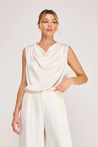 Satin Drape Neck Top