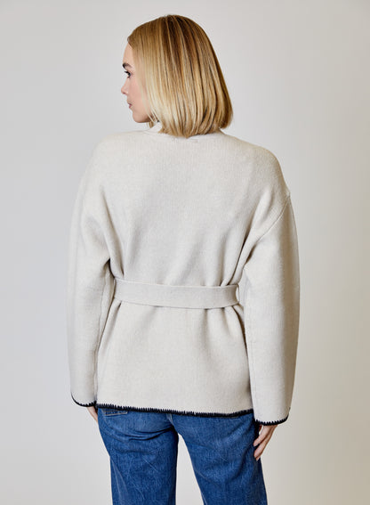 Cream Sweater Wrap with Pockets