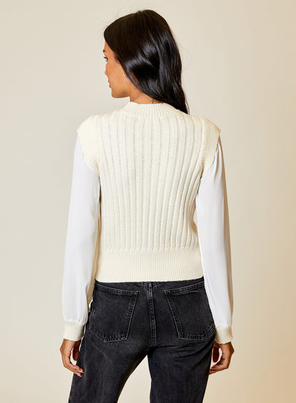 Long Sleeve Cream Sweater Vest