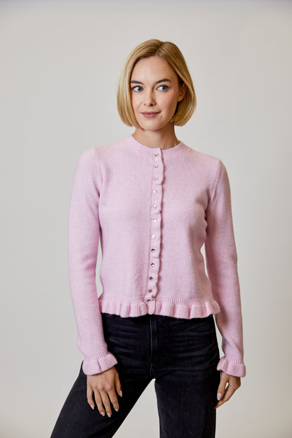 DH Pink Cardigan with Ruffle Detail