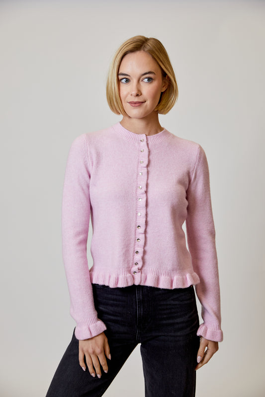 DH Pink Cardigan with Ruffle Detail