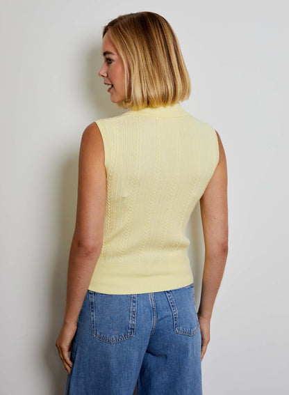 Lemon Button Front Sleeveless Sweater