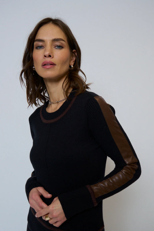 CPW Atlas Vegan Leather Crew Sweater