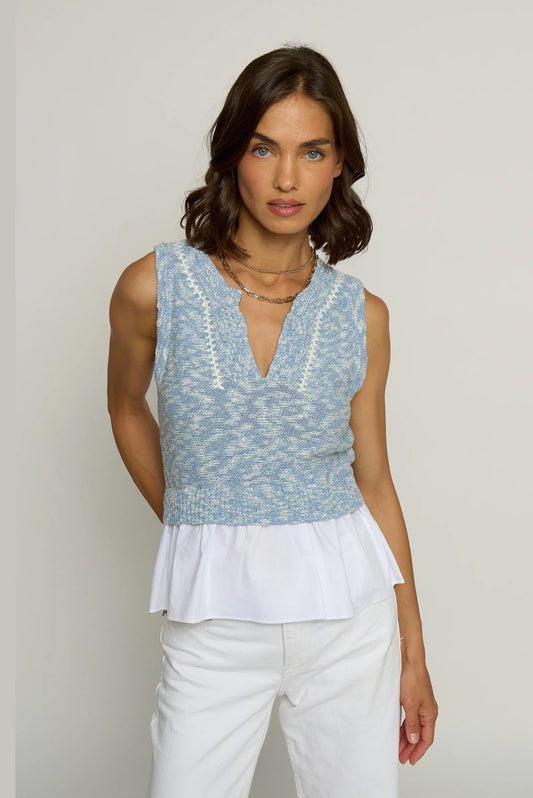 Sleeveless Twofer Sweater Light Blue