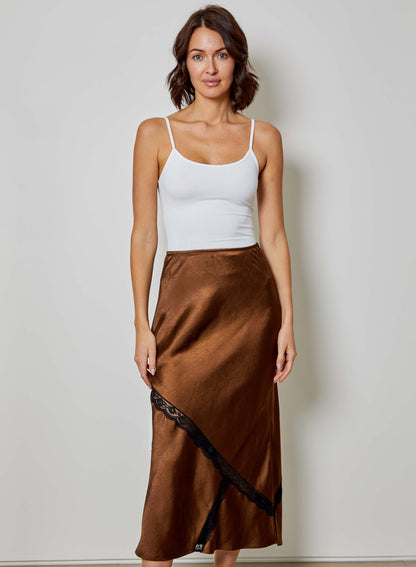 Chocolate Midi Lace Skirt