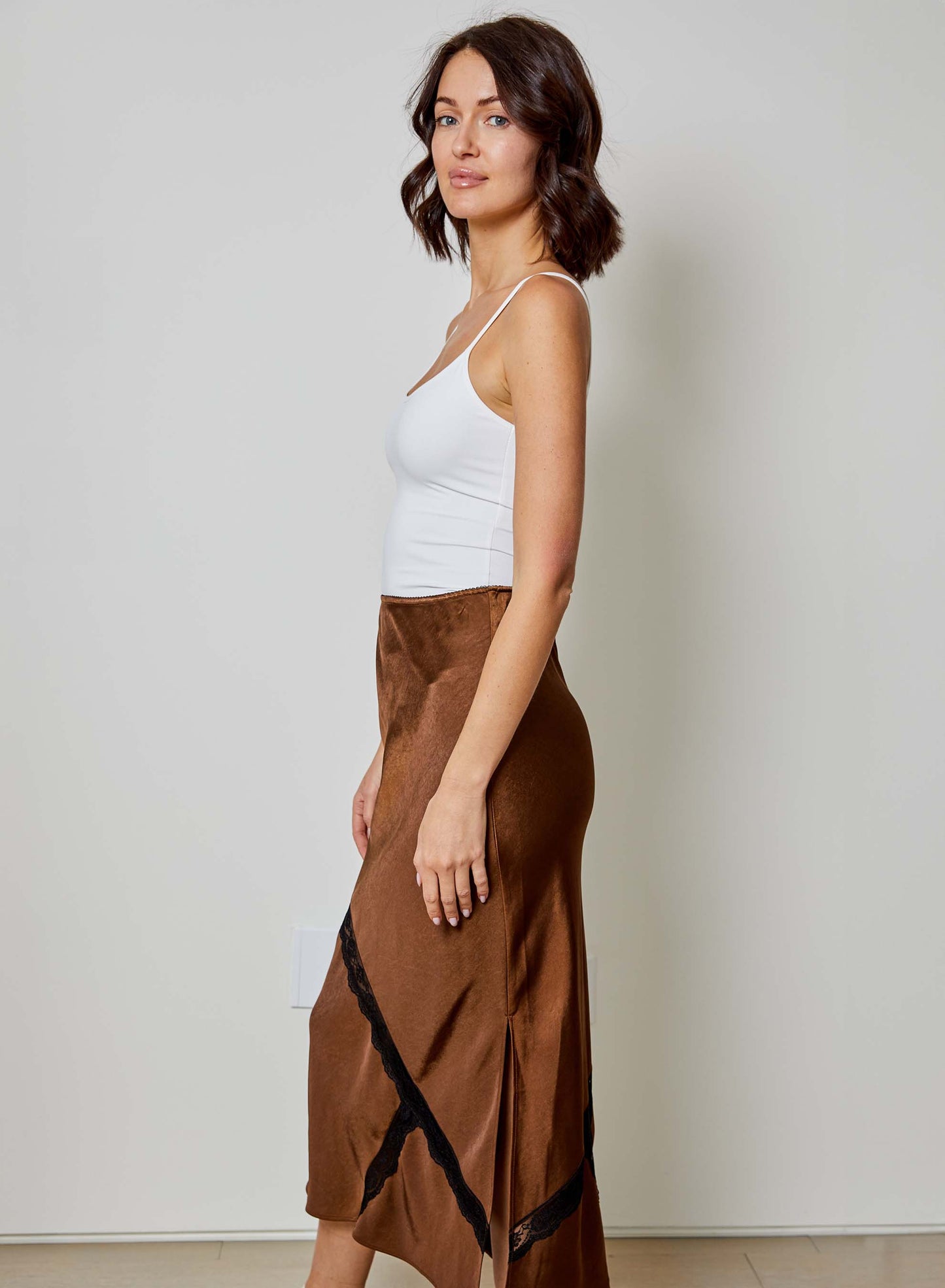 Chocolate Midi Lace Skirt