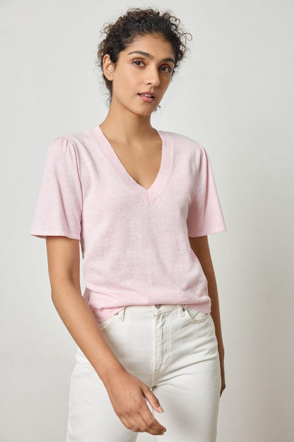 Short Sleeve V-neck Sweater