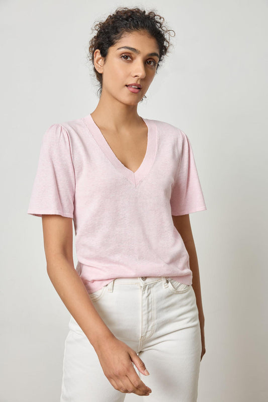 Short Sleeve V-neck Sweater