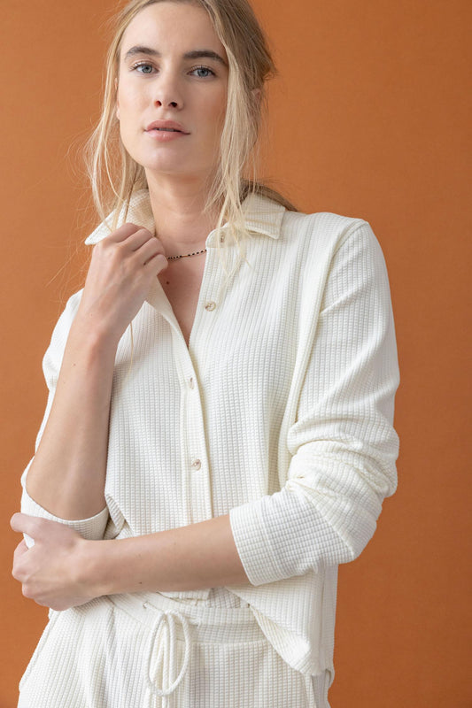 Ecru Collared Button Down