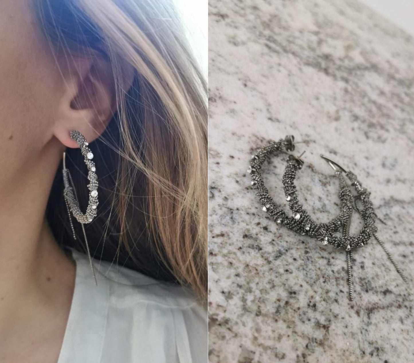 Mira Silver Creoles Earrings