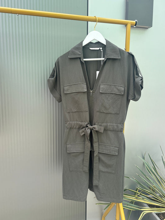 Utility Cinched Waist Dress