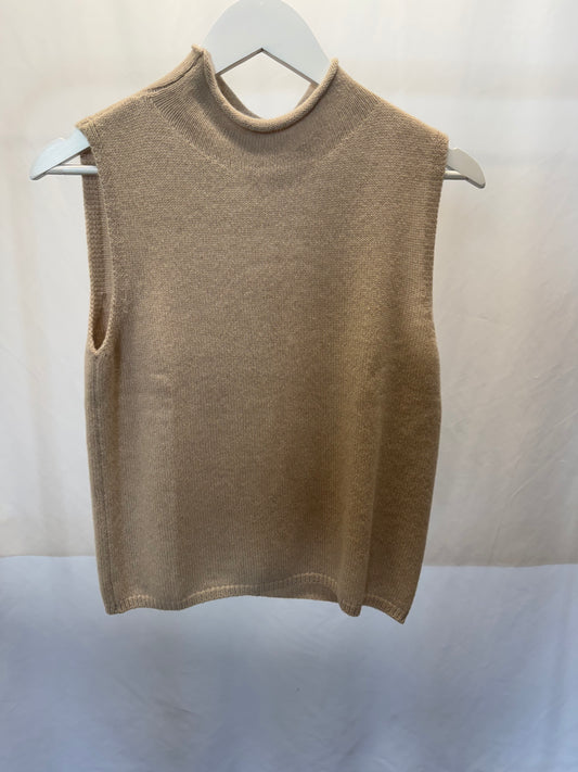 Sleeveless Cashmere Mock Turtleneck
