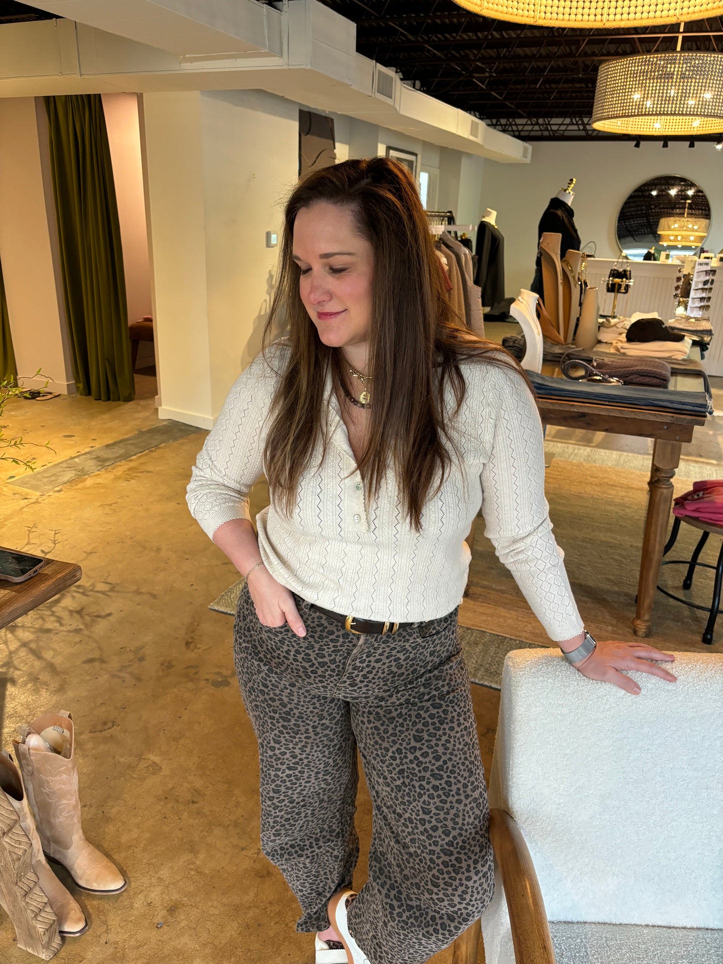 DR Leopard Print Barrel Leg Jeans