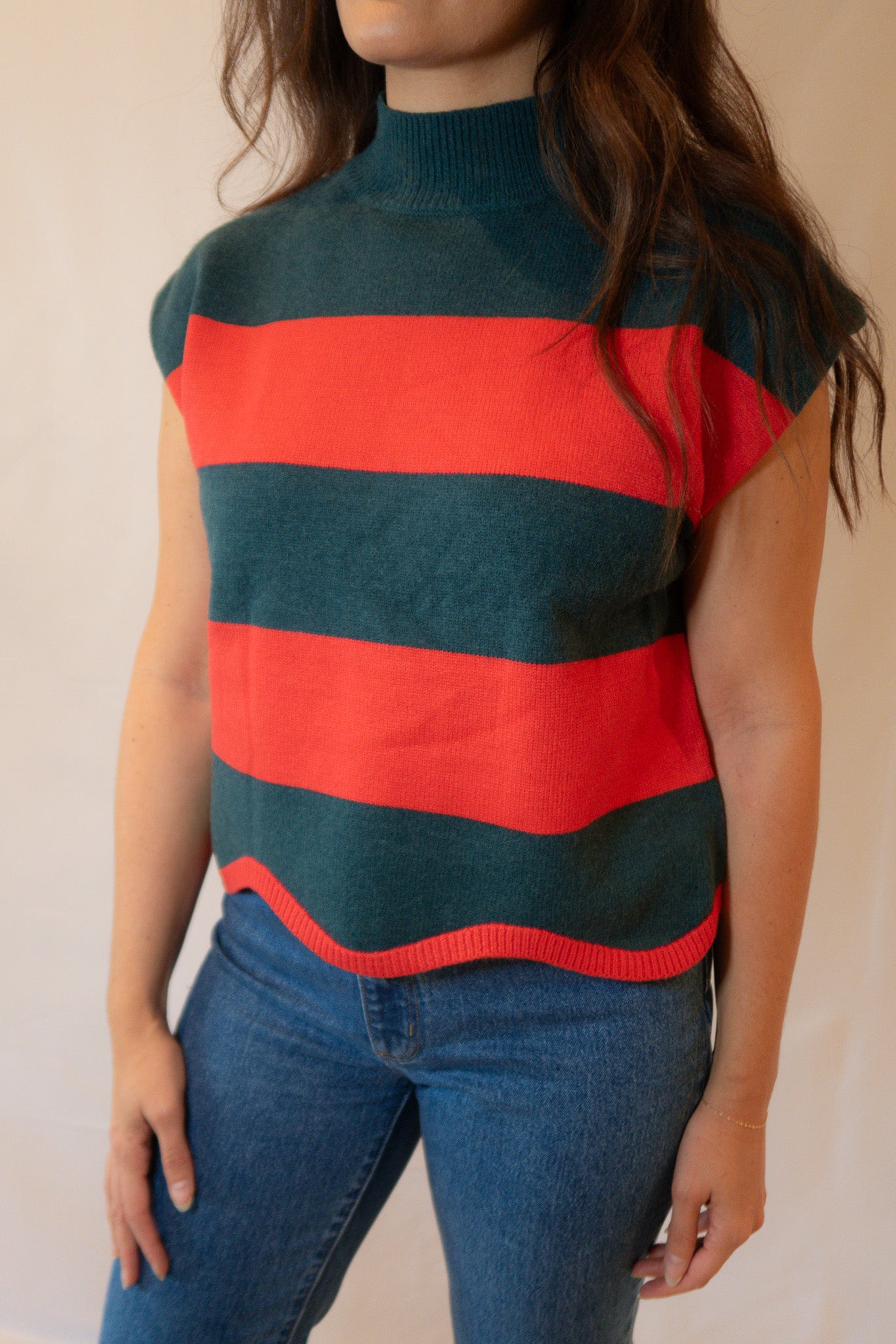 Red and Green Cropped Sweater