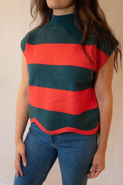 Red and Green Cropped Sweater
