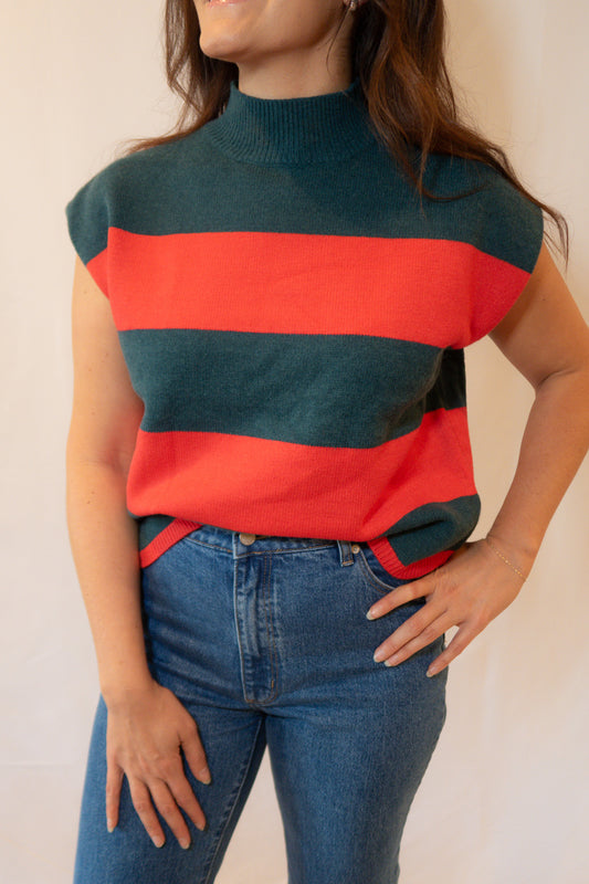 Red and Green Cropped Sweater