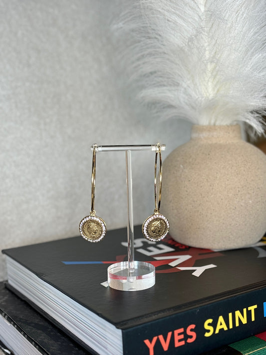 Gold Hoops with Coin