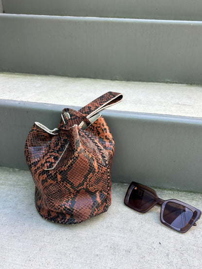 Navigli Bag Brown and Black Snake Embossed