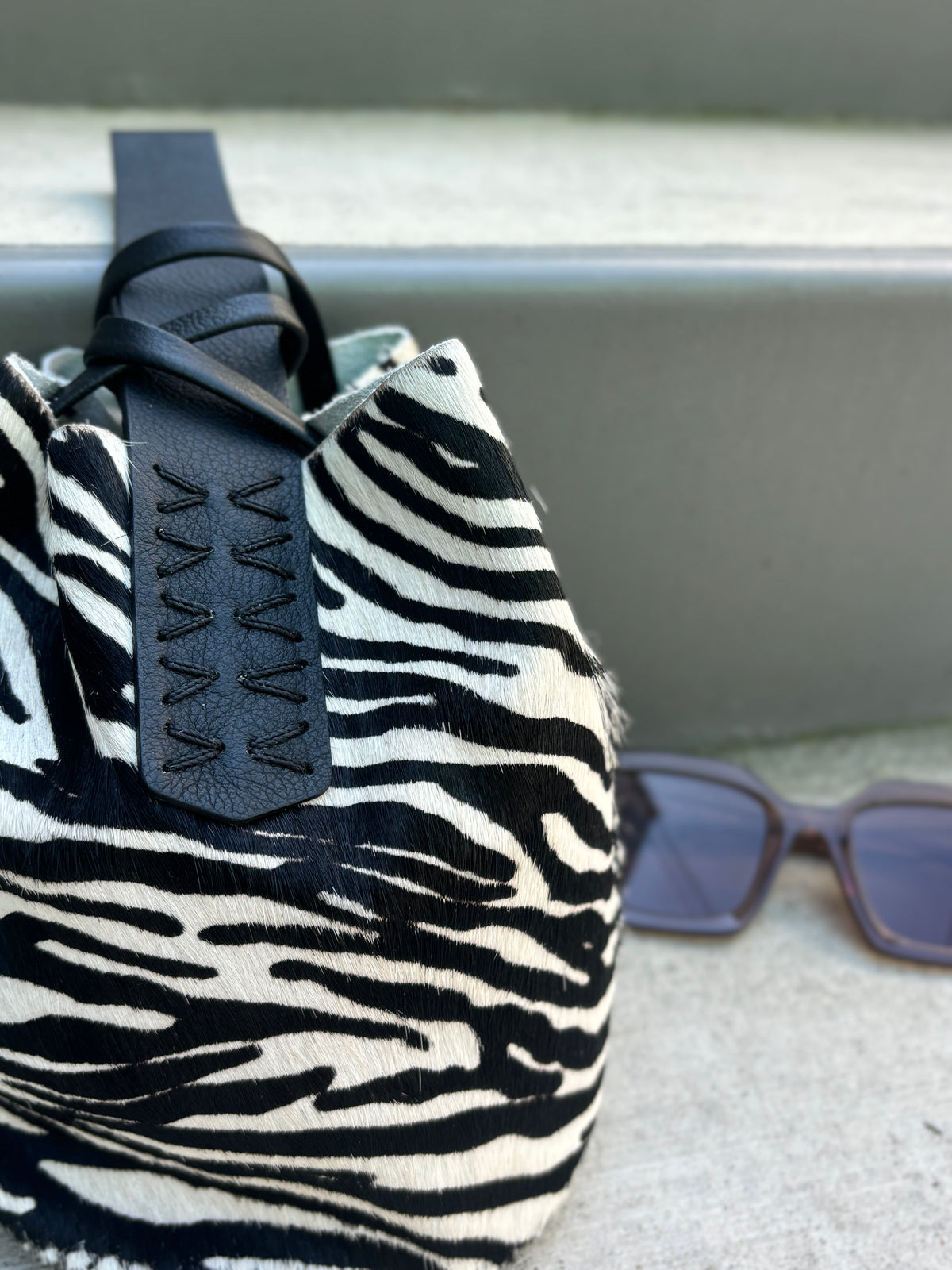Navigli Bag Calf Hair Zebra White and Black