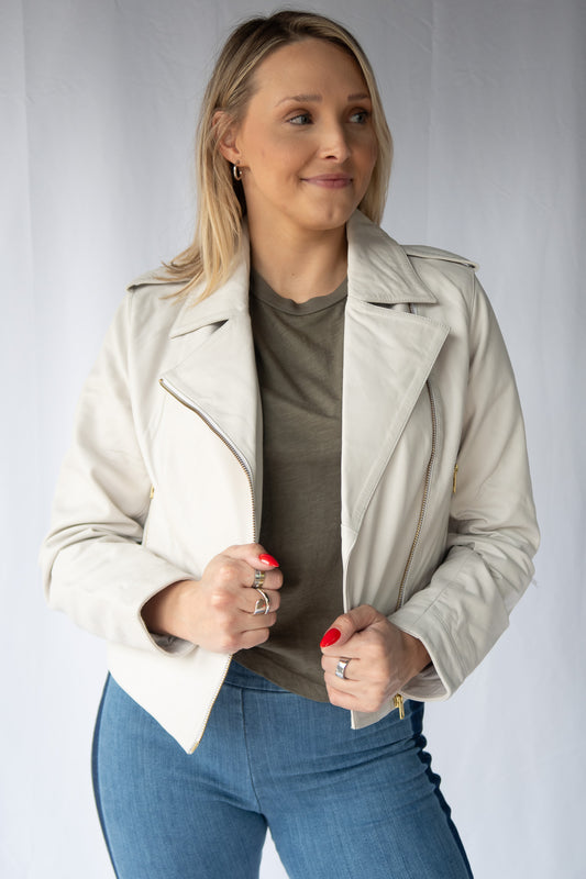 Cropped Washed & Waxed Leather Jacket