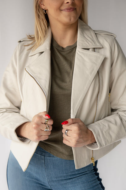 Cropped Washed & Waxed Leather Jacket