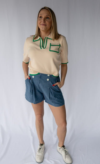 Millie Pleated Jean Shorts