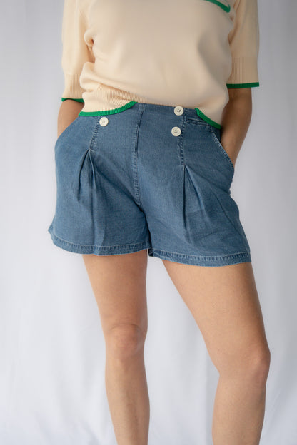Millie Pleated Jean Shorts