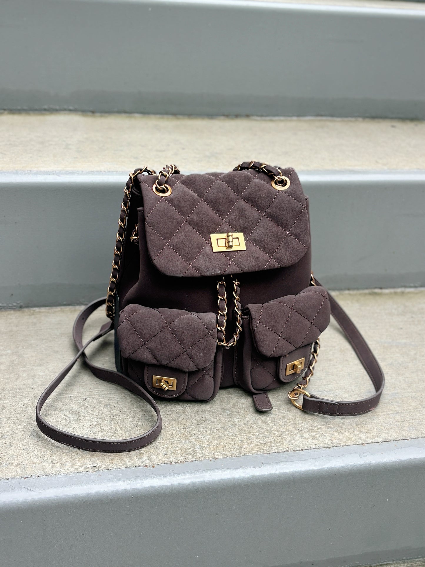 Chocolate Suede Backpack