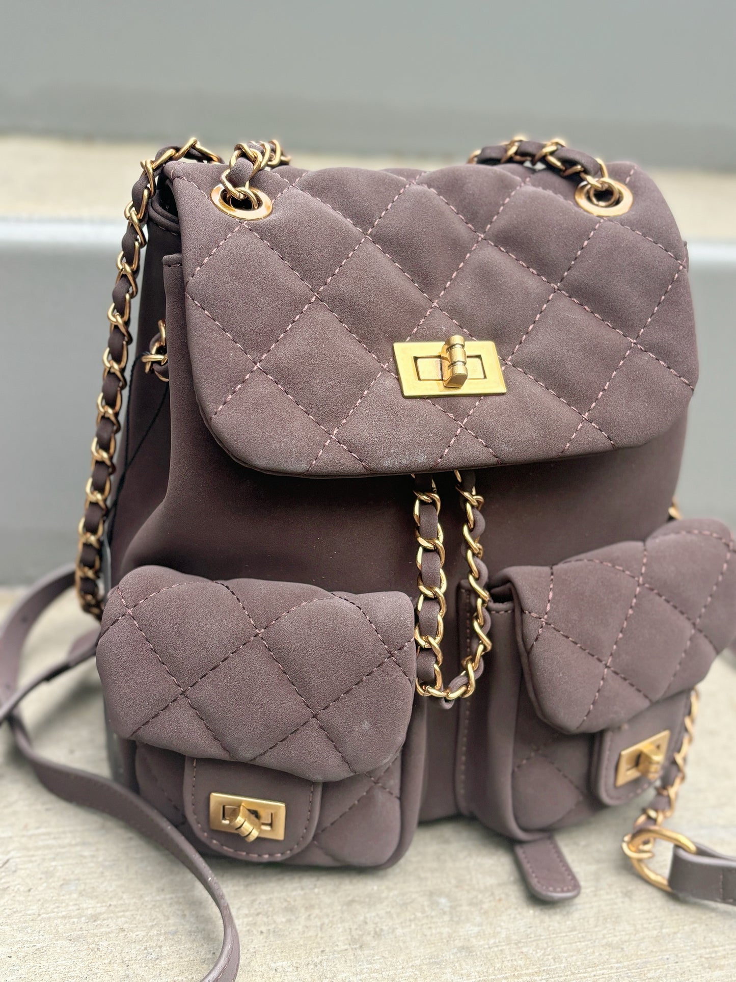 Chocolate Suede Backpack