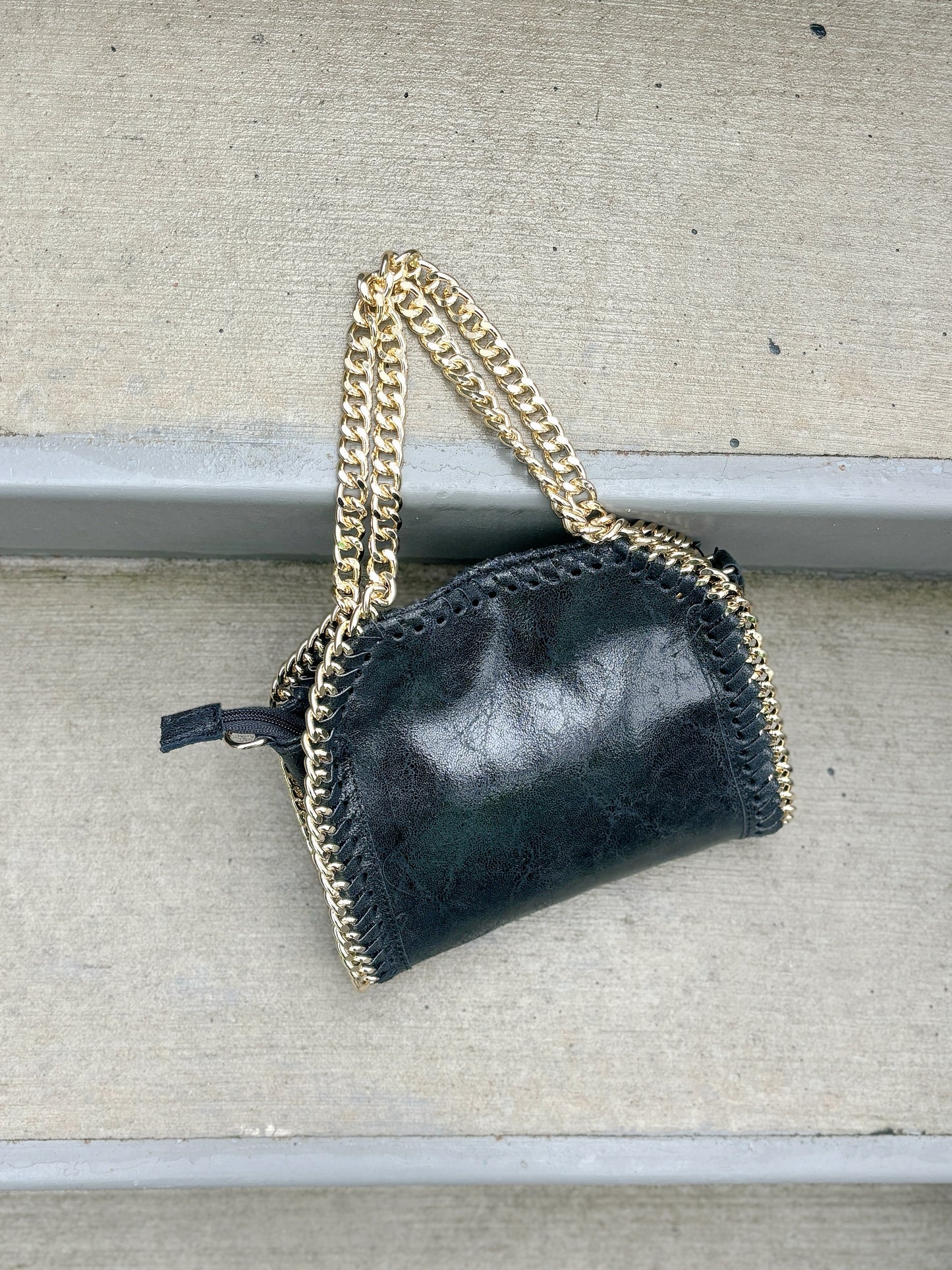 Bria Leather Sling with Gold Chain