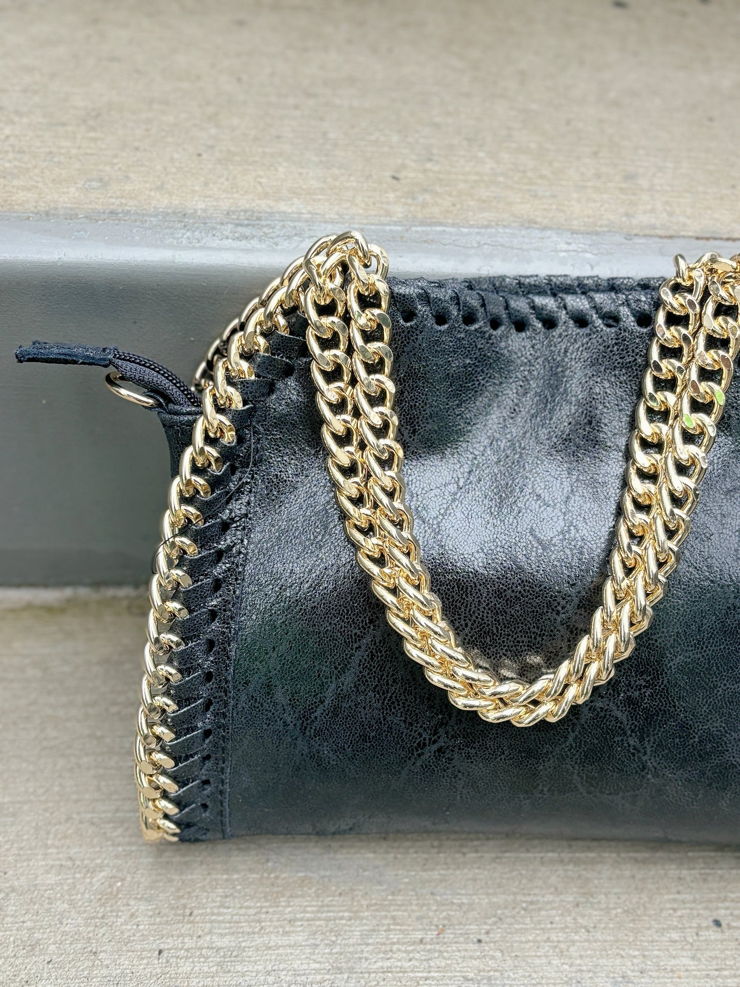 Bria Leather Sling with Gold Chain