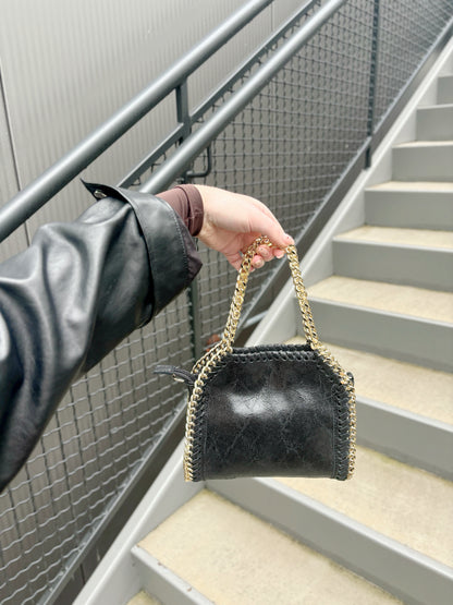 Bria Leather Sling with Gold Chain